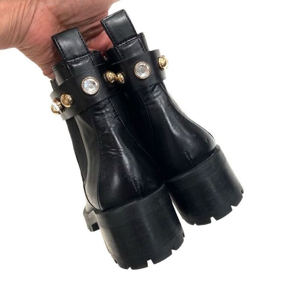 KARL LAGERFELD Leather Lug Sole Booties - Picture 4 of 8